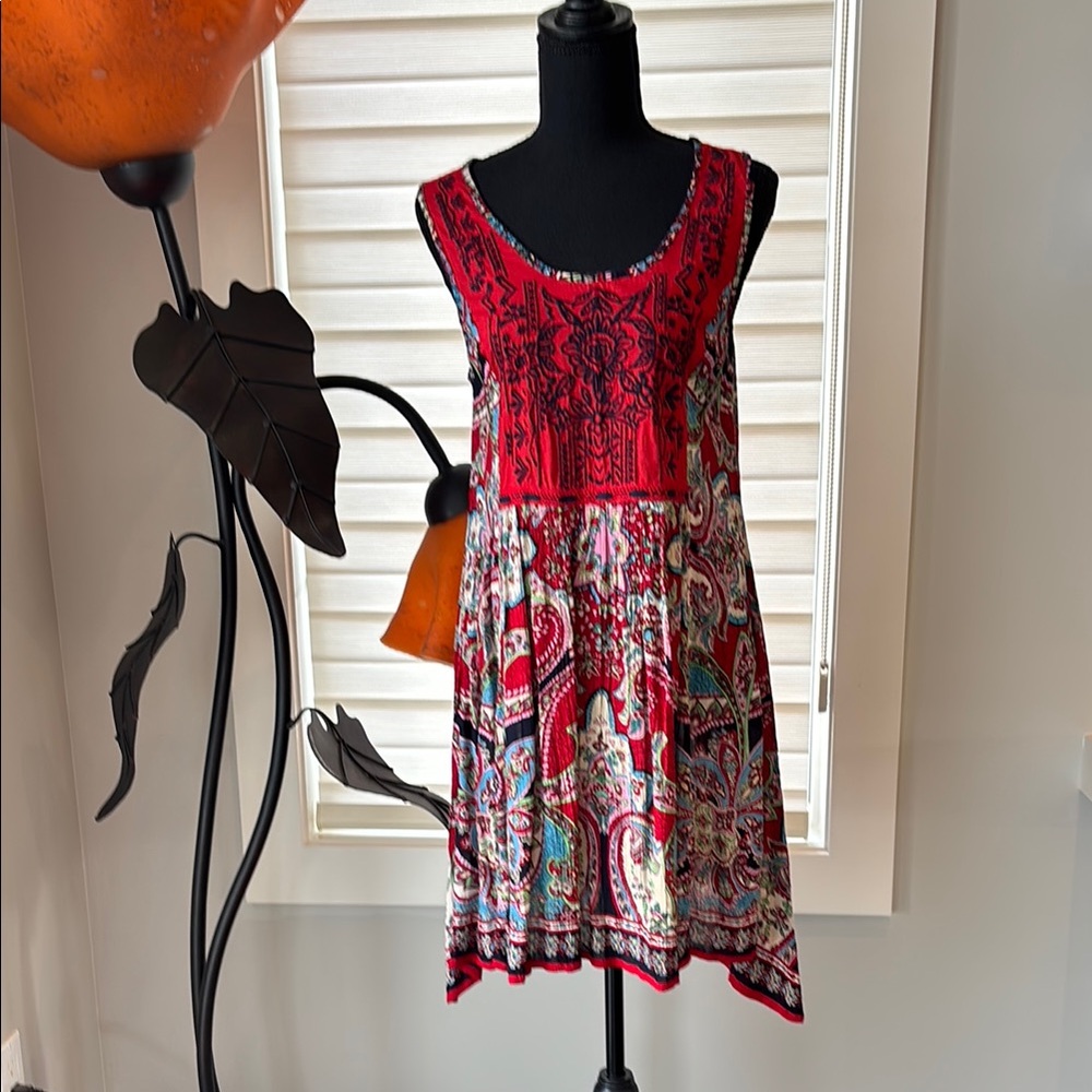 Altar’d State Embroidered Sleeveless Mini Dress Tunic Size Large EUC